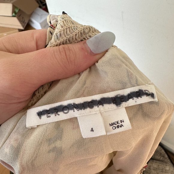 Veronica Beard Off-shoulder Dress Oat Multi Paisley Silk Floral Print Ruffle - Picture 2 of 11